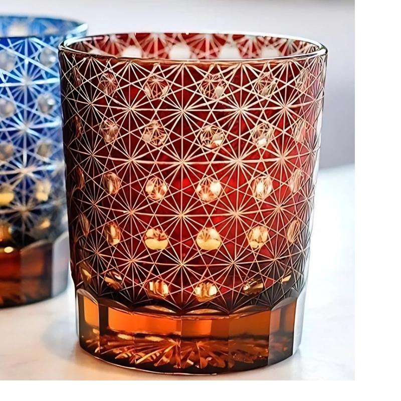 Japanese Edo Kiriko Whisky Glass Hand Cut Crystal Luxury Handmade Japanese Glass Cup Edo Kiriko Style
