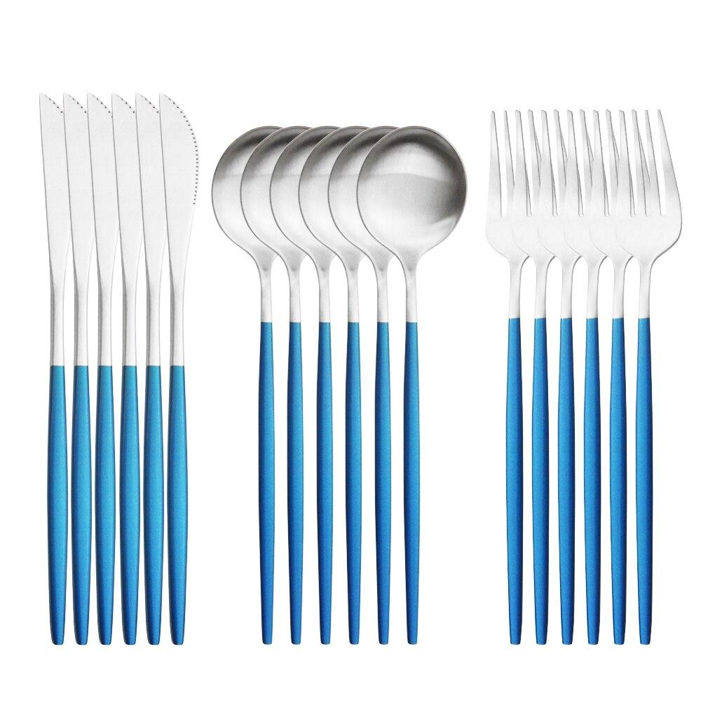 18pcs Colorful Cutlery Set Tableware Set Stainless Steel Dinner Knife Fork Spoon Matte Polishing Dinnerware Set