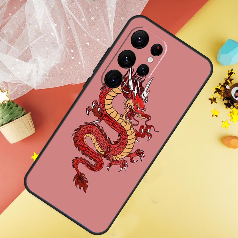 Japanese Dragon Style Funda For Samsung Galaxy S24 Ultra S23 S22 Plus S21 S20 FE S8 S9 S10 Note 10 20 Ultra Case