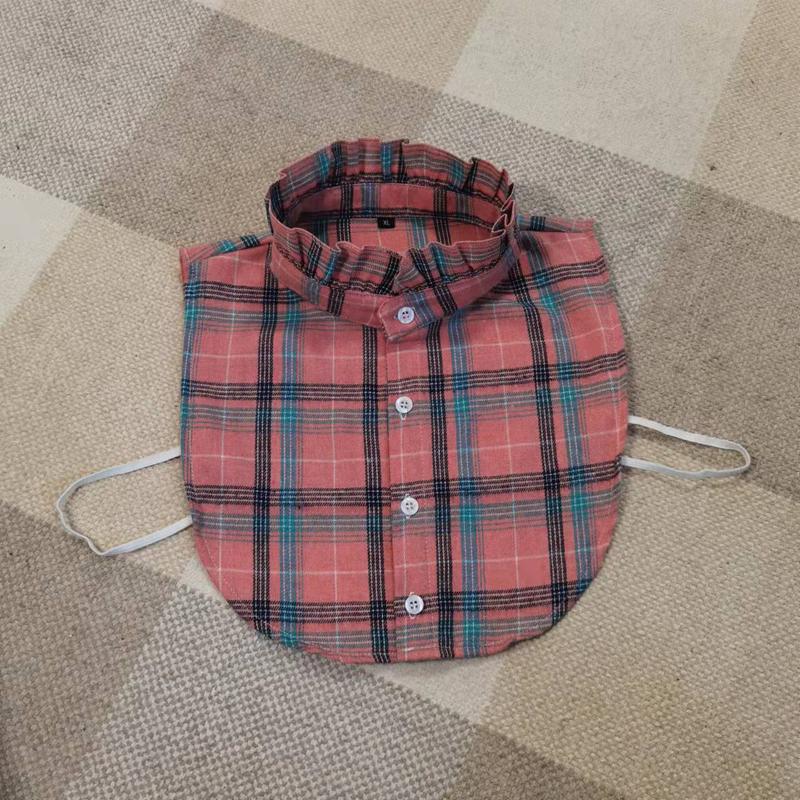 Plaid Women Shirt False Collars White  Removable Lapel Collars For Women Fake Collar Women Detachable Collars Nep Kraagie