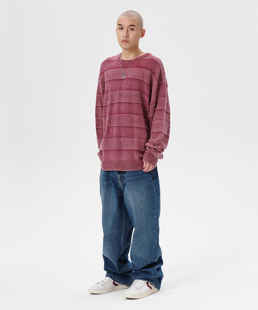 MAHAGRID Washed Stripe Knit Pink(Mg2Esmk600A)