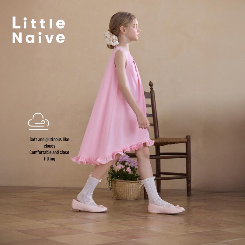 Little Naive Girls  Ruffle Hem Sleeveless Cotton Dress 110