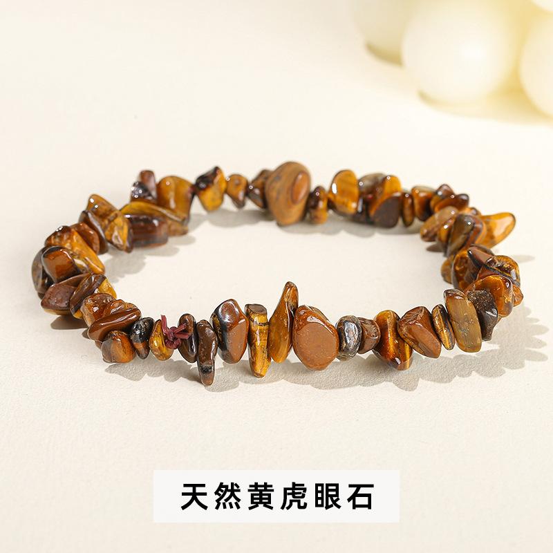 Natural Crystal Agate, Colorful Crushed Stone, Elastic Bracelet, Irregular, European and American Jewelry