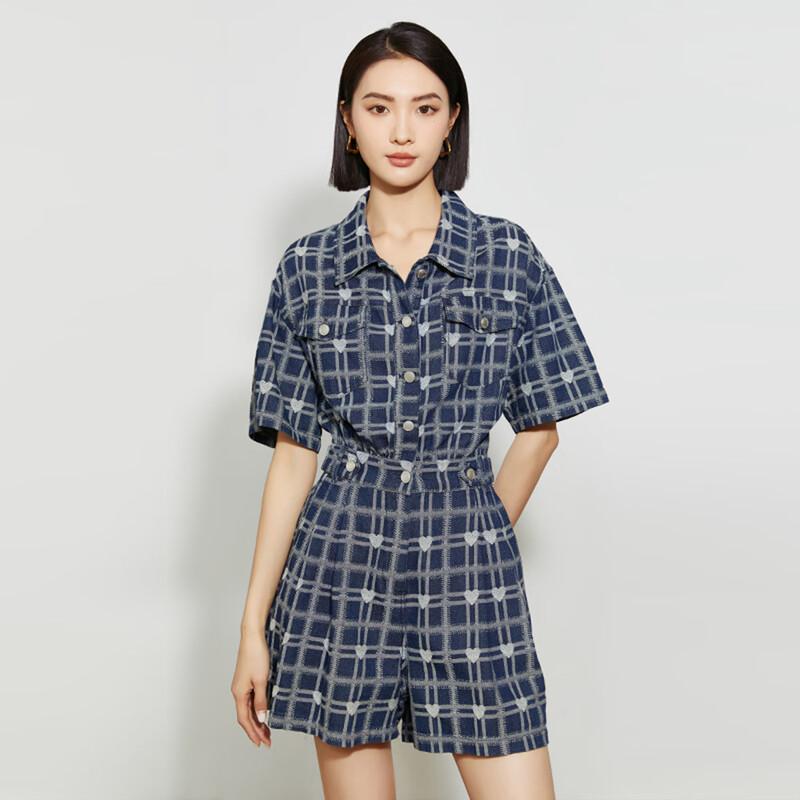 

Women s Preppy Denim Romper Shorts S