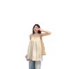 apricot one-word shoulder sling vest women's summer seaside vacation style design sense fungus edge loose medium and long top