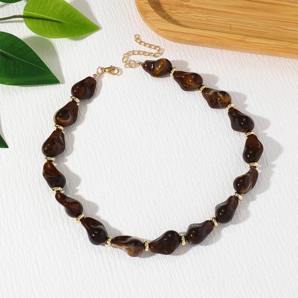 Acrylic Irregular Baroque Beaded Necklace Vintage Women Accessories