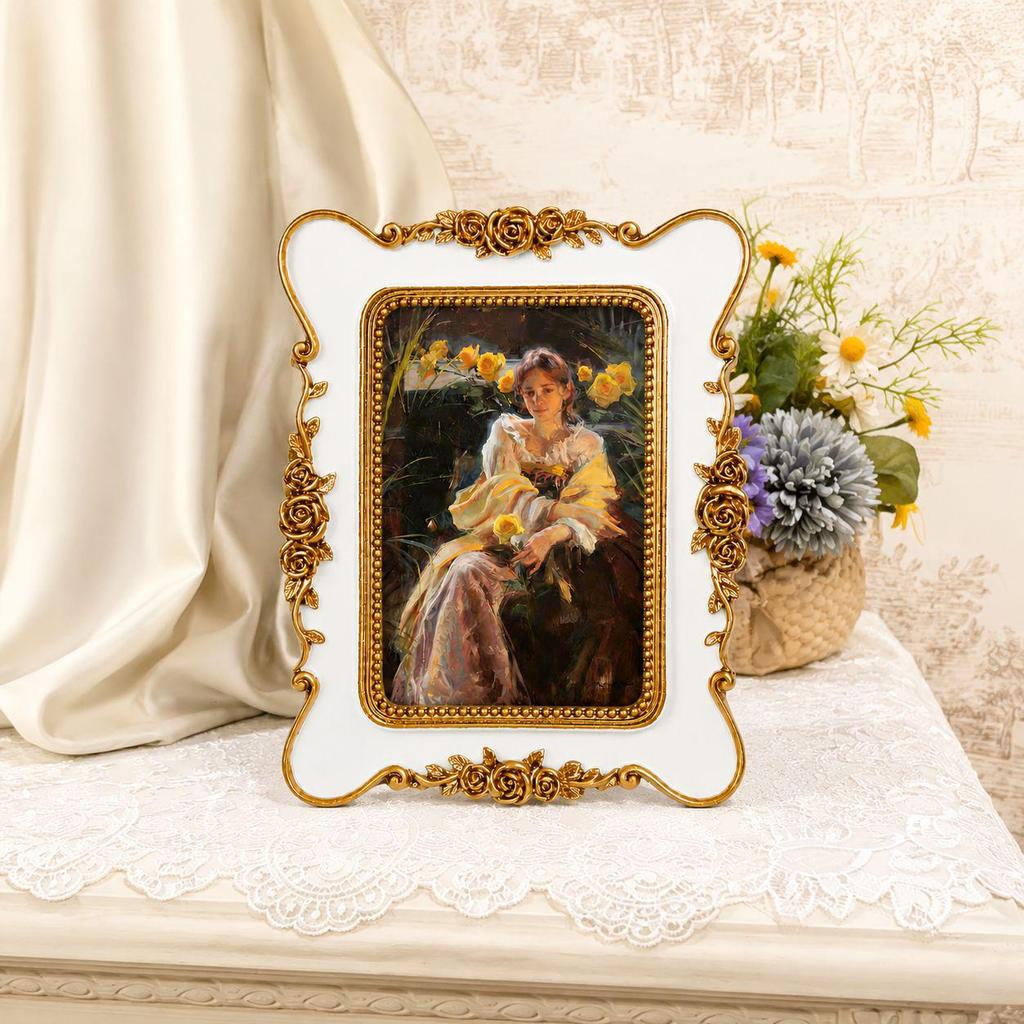 Handmade European-Style Gold Resin Photo Frame - Modern Minimalist Decorative Tabletop Frame