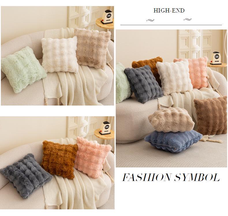 Origin Bubble Plüsch-Kissenbezug: Einfarbiger Kissenbezug aus Kaninchenfell-Imitat