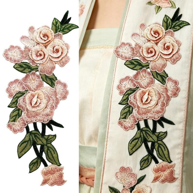 Flower Embroidery Iron On Patches Water Dissolvable Clothing Appliques For Garment Cheongsam Decoration Sewing Project