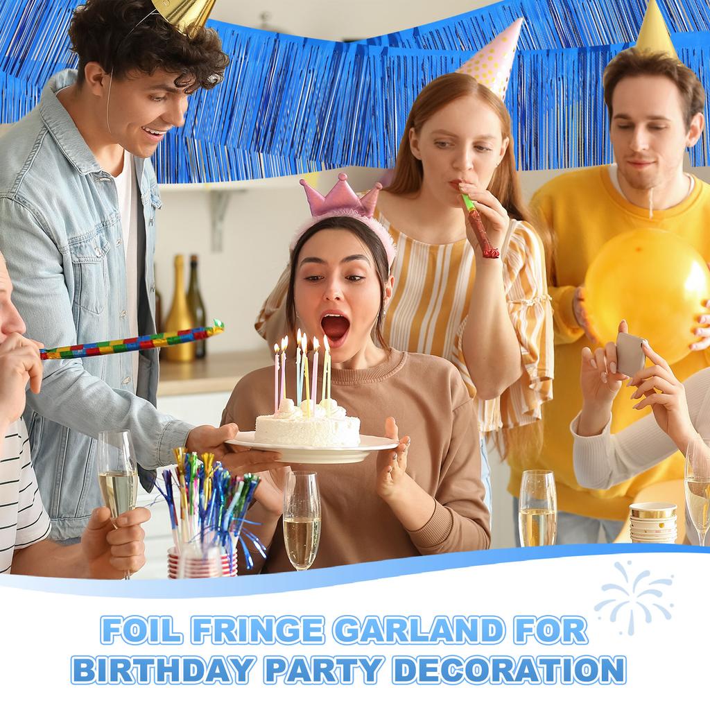 3/4/6pcs Foil Fringe Garland 10 Feet Metallic Tinsel Streamers Fringe Banner Wall Hanging Curtain Backdrop for Decoration