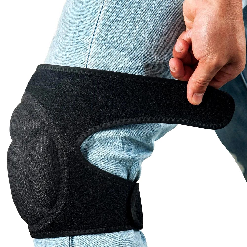 1 paar kniebeschermers voor het schoonmaken van huisvloeren, tuinwerk, tapijt, dakbedekking, kniebeschermers met zachte binnenvoering, verstelbare kniebeschermers (as the picture,XL) black