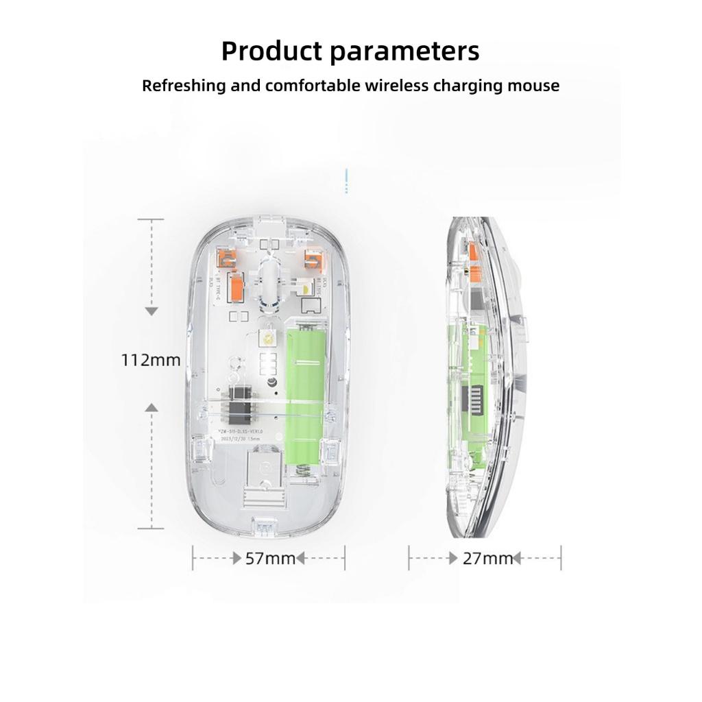 2.4G Transparent Wireless Bluetooth Mouse for Android Windows Ios Wireless Mouse Rechargeable Model Silent