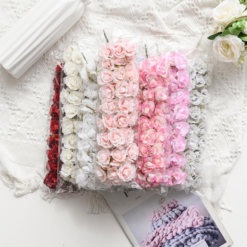 18 PCS Fleurs Artificielles Mini Bouquet en Soie Décoration de Mariage DIY Couronne Décoration de Noël Vase pour Maison Jardin Scrapbooking