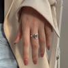 Double Open Square Zirconia Ring Female Niche Design Fashion Ins Tide Cold Wind Light Luxury Simple Jewelry Index Finger Ring Everyday Dainty Ring