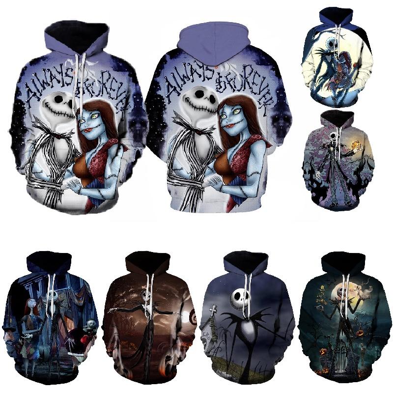 Nightmare Before Christmas Hoodie Pullover Sweatshirt Jack Sally Tops Unisex