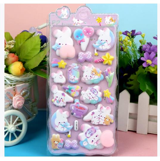 3D DIY Cartoon PVC Elastic Stickers Cute Hip Stress Relief Decorative Stickers for Phone Cases Stationery Daily Use