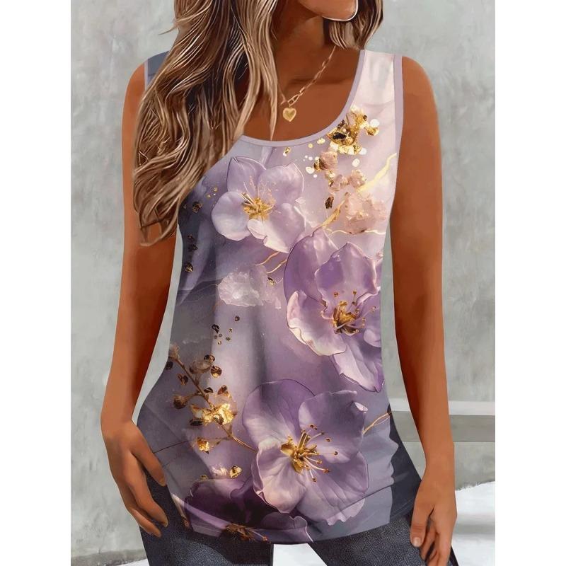 T-shirt da Donna Estiva Senza Maniche Stampa 3D Moda Versatile Traspirante Tendenza Casual