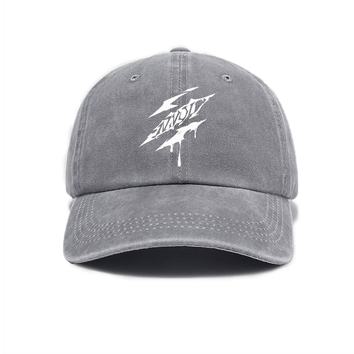 Printed washed and distressed soft top baseball cap casual men s and women s personality versatile baseball cap серый