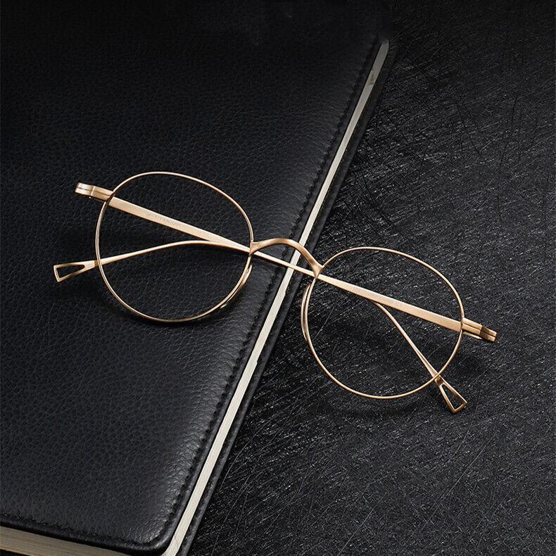 Pure Titanium Glasses Frames Retro Oval Gold Eyeglasses Women Men Spetacles