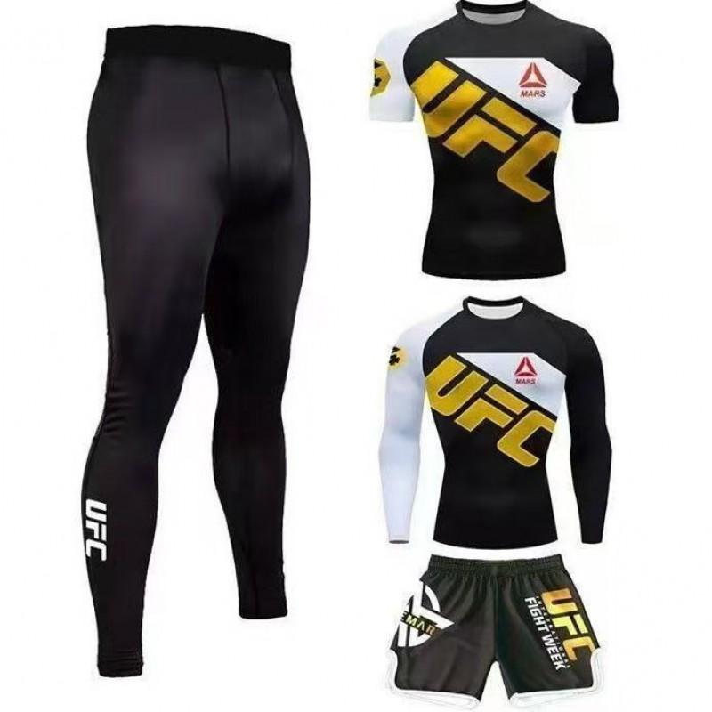 MMA Boxing Training Suit Set Men Women Lightweight Spandex Gym Fighting Wear With Short Sleeve Top Pants