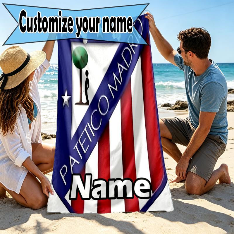 Custom Name Personalized football team Print Beach Towel, for Trip Camping Beach Party Home Decor, Birthday Gift for Family & Friends