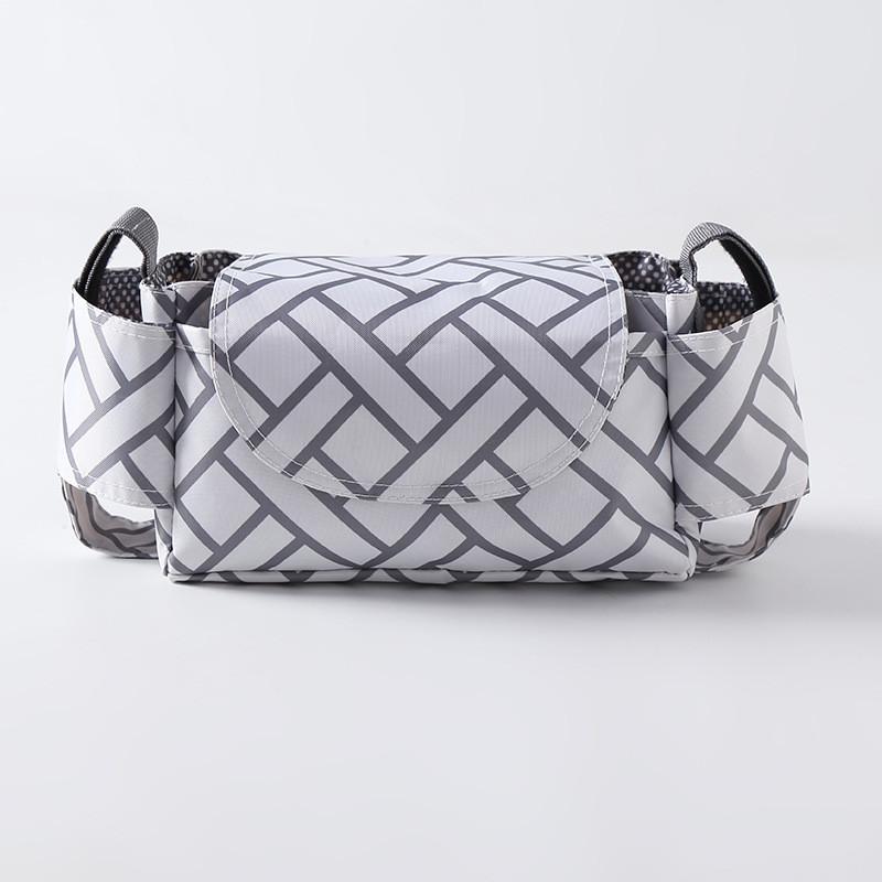 Baby Stroller Organizer Bag With Oxford Fabric Multiple Storage Pouch For Bottle And Water Cup Holding