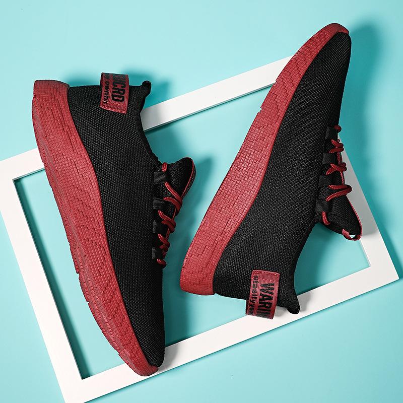 Men's shoes 2021 summer breathable trendy shoes casual shoes versatile flying woven men's shoes canvas running sneakers large size