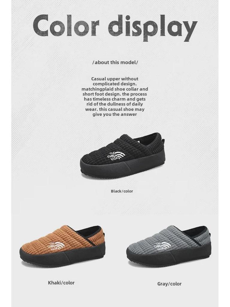 Xuheng Men's Winter Corduroy Warm Plus Velvet Low-Top Outdoor Cotton Shoes