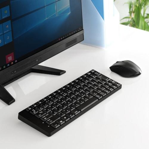 Sanwa Direct Wireless Keyboard Mouse Set Compact Tenkeyless Silent Mouse (5 Buttons) Black 400-SKB052