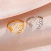 LIKGREAT Stainless Steel Hollow Moon Ring Silver Color Unalome Symbol Finger Rings Amulet Jewelry Gift for Women Men Accessories