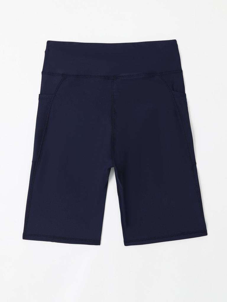 Women's High-Waisted Swim Shorts with Pockets - Flat-Leg, Five-Point Trunks