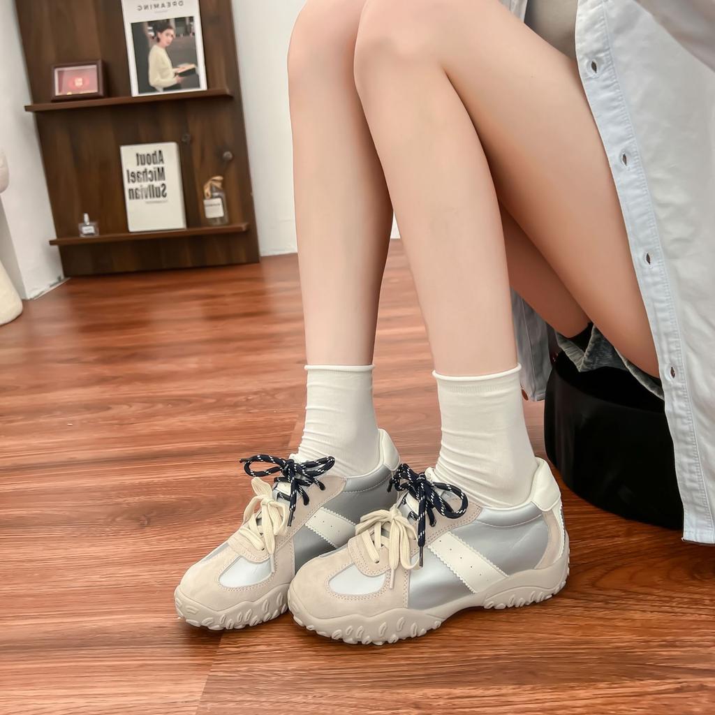 Summer new platform sneakers women wear high-end college style retro dad shoes women's front lace-up