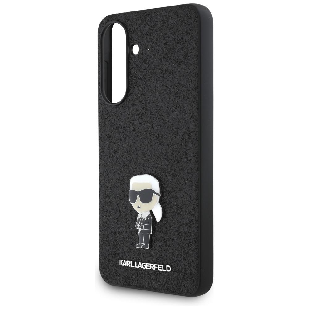 Karl Lagerfeld Fixed Glitter Ikonik Logo Metal Pin Case for Samsung Galaxy A36 Black
