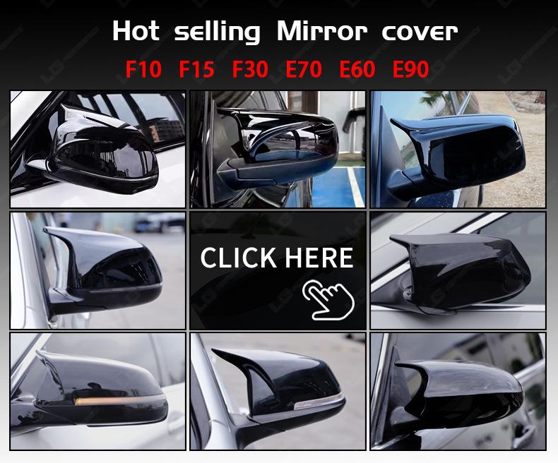 Compatible with BMW 5 Series F10 LCI Late Model, Left or Right-Hand Drive, Glossy Black Carbon Fiber Rearview Mirror Cover.