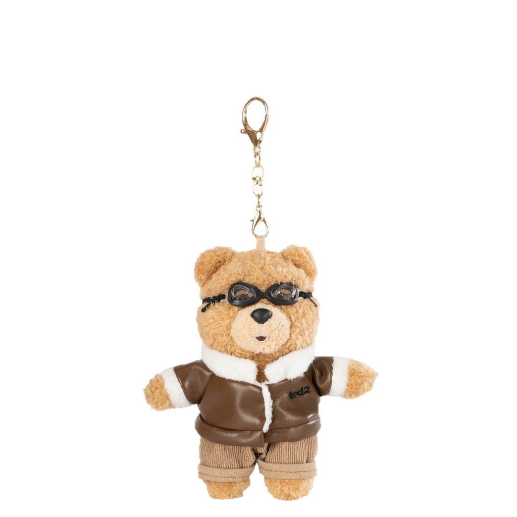 14cm Genuine TED2 Pilot Bear Plush Pendant Cute Cartoon Keychain Bag Charm Backpack Ornament Stuffed Doll Birthday Gift for Girl