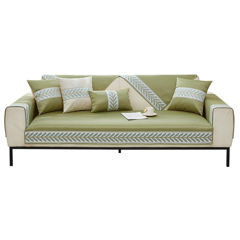 Ice Silk Sofa Cushion, Summer Mat, Seat Cushion, Advanced Sense, Light Luxury, Simple Modern Leather, Full Cover Cloth Towel, Cross-Border