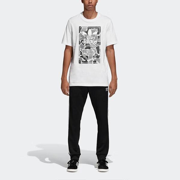 Adidas Originals Trefoil Letter Logo Printed Crew Neck Pullover Short Sleeve T-Shirt Men Tops White DH4768