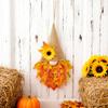 Thanksgiving Maple Leaf Gnome Wreath with String Light Indoor Outdoor Front Door Wall Hanging Artificial Garland Autumn Harvest Festival Decoration
