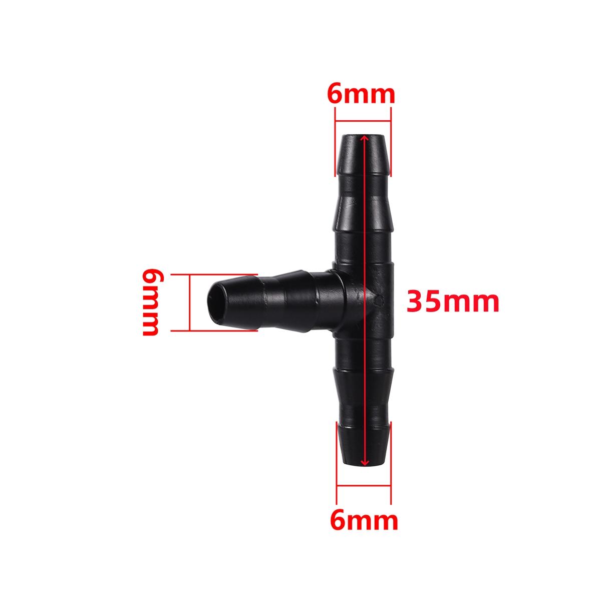 

1/4 Pipe Micro-spray Garden Orchard Irrigation Water Splitter 6mm Single/Double Barbed 3-way 4/7mm Hose Connector Black 30Pcs 1/4