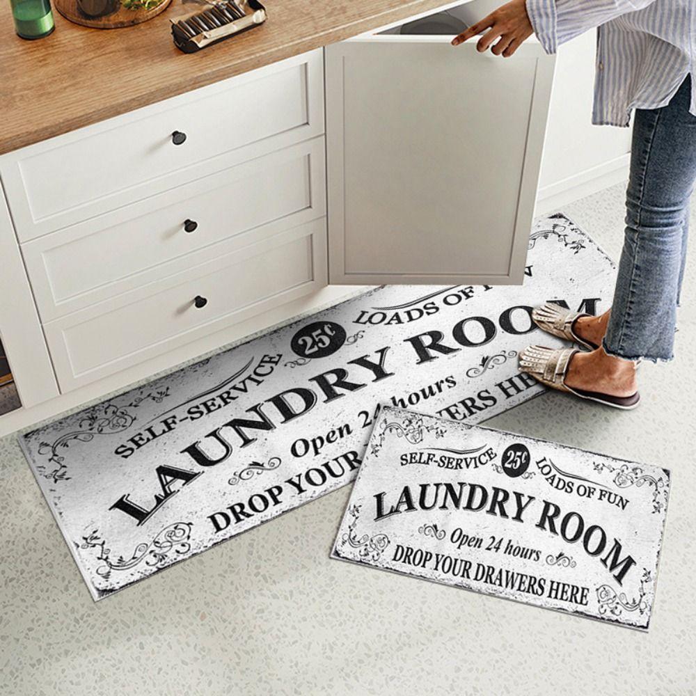 Anti-fouling Laundry Carpet Waterproof Laundry Rug Skin Friendly Laundry Floor Mat  Home Decor