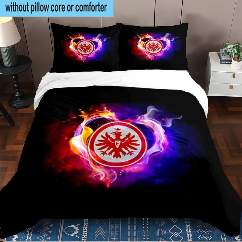 Flaming Heart Frankfurt Emblem 3PCS Bedding set,Ideal for1pc Duvet Cover And 2pcs Pillowcases Perfect for Christmas gift,Ideal for Bedroom, Dormitory