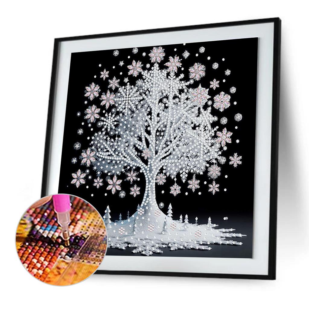 Winter Tree Special Shaped 5D DIY Partial Drill Gem Art Diamond Painting Kits for Adults/Beginners Gift Idea Home Decor 30x30cm