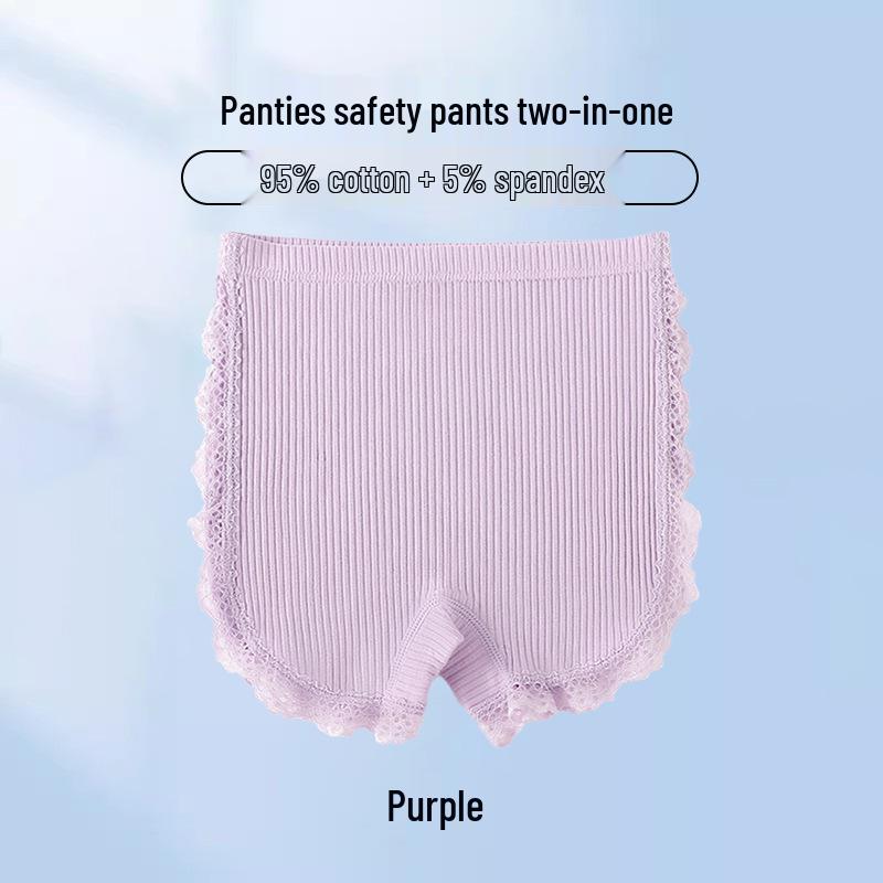 Mädchen Baumwoll-Boxershorts mit Spitze für Sicherheit, antibakteriell