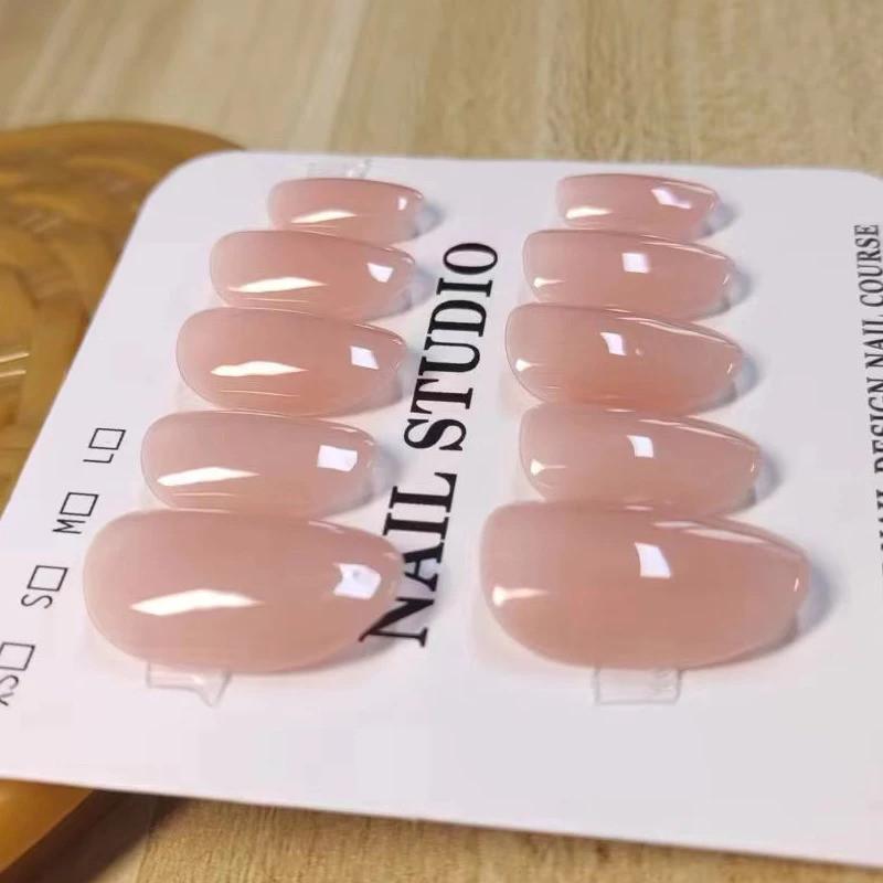 100% Handmade Oval Shape Minimalist Nude Fake Nail Set With Glue & Box Simple Beauty of Nature Artificial NailsFake Nails Reusable