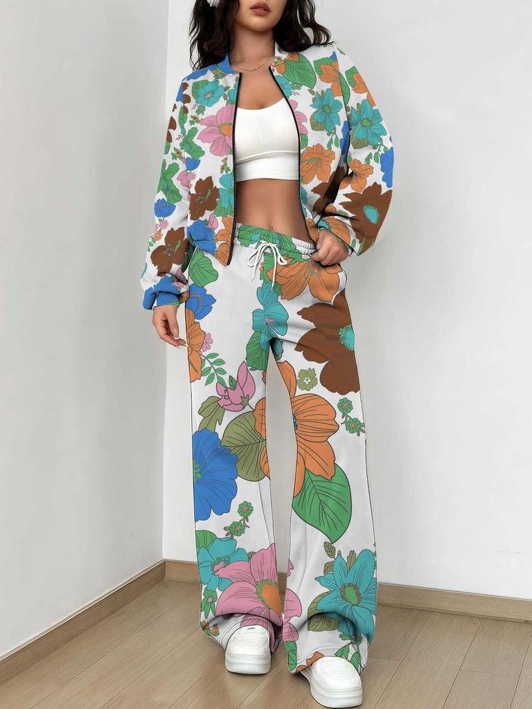 1116 New Popular Autumn and Winter New European and American Women's Clothing Flower Printing Suit Women