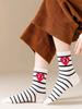 Five pairs of women funny love eyes striped horizontal stripes polka dot mid-tube socks Fashion spring and autumn polyester brea