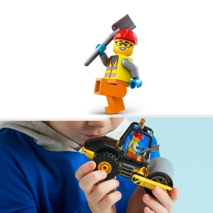 LEGO® 60401 City Le Rouleau Compresseur de Chantier, Maquette de Jouet de Camion avec Minifigurines d'Ouvrier