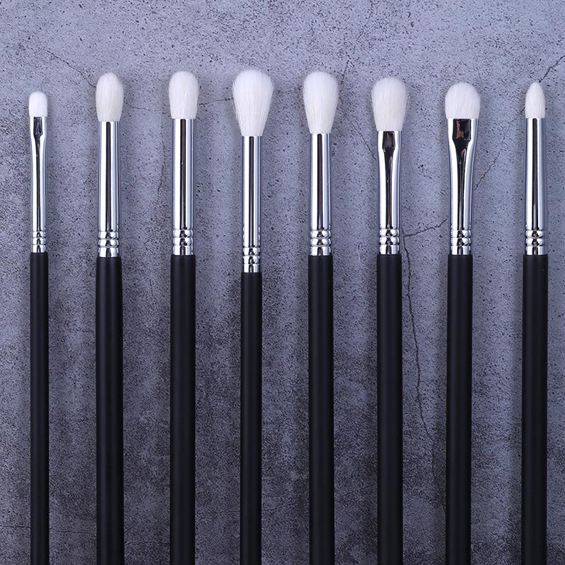 8-Piece Eye Makeup Brush Set: Fiber & Wool Shadow and Blending Brushes