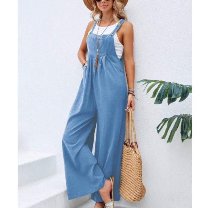 Women's Summer Wide Leg Jumpsuit   Solid Color Elegant Casual Loose Vacation Outfits Overall