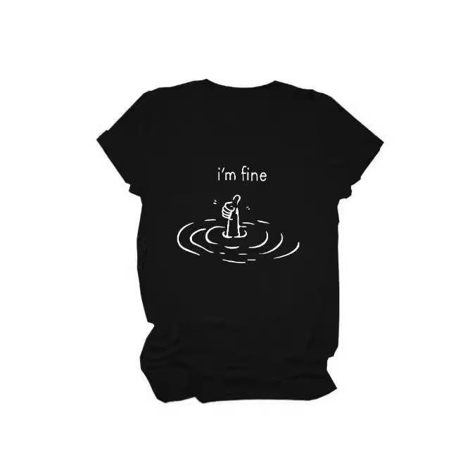  2024 summer hot-selling new fashionable versatile letter pattern printed T-shirts